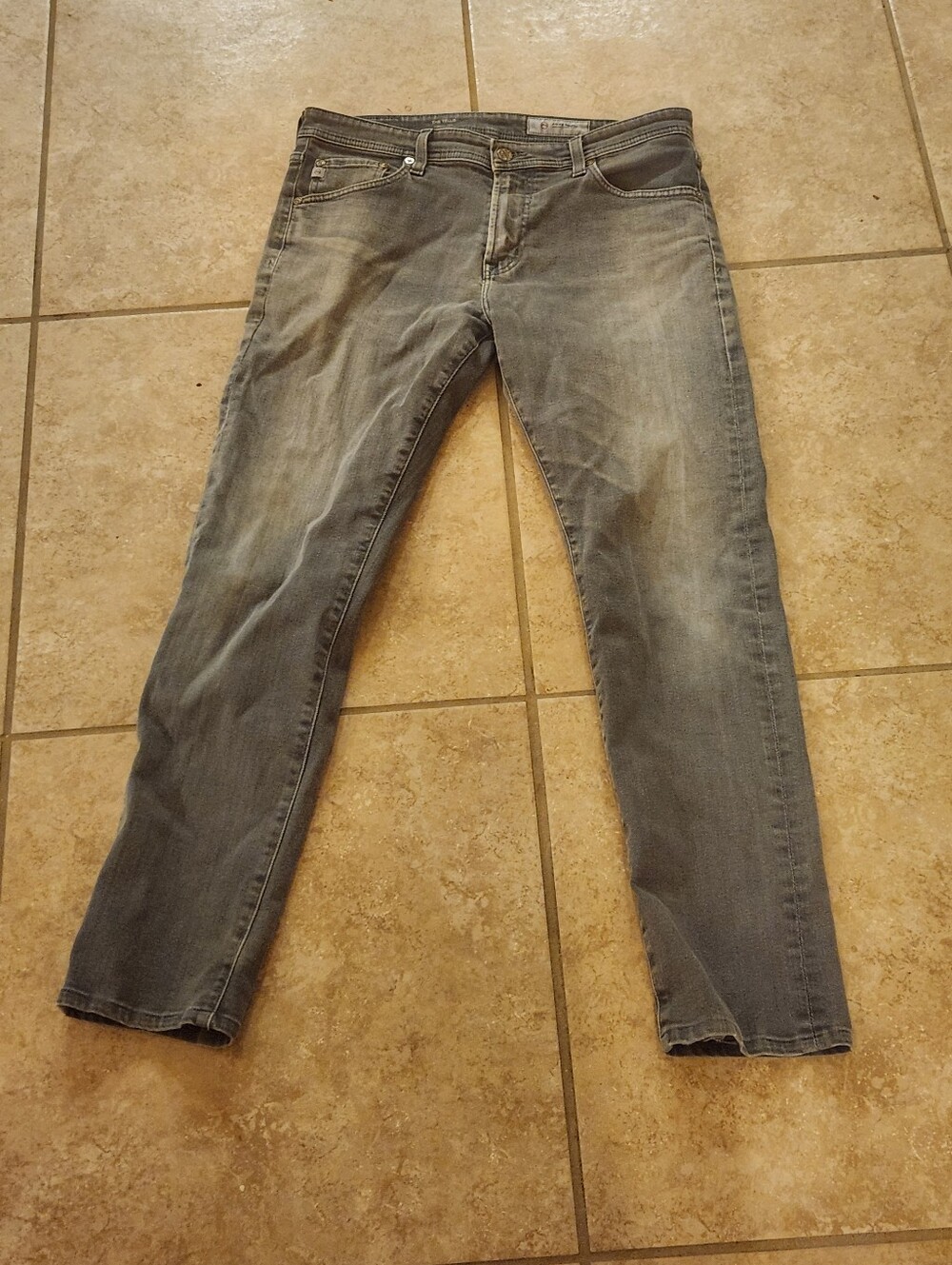 Adriano Goldschmied 32R The Tellis Slim Straight Women Faded Gray Wash Jeans